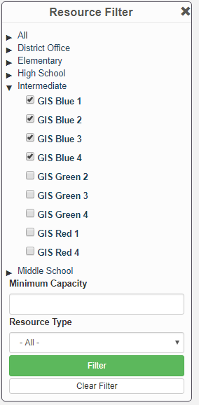 A simple checkbox system within Reservations allows teachers to filter for specific resources within their building.