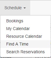The Find a Time feature can be found in the sub-menu under "Schedule" in the main menu.