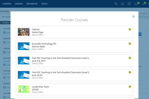 Reorder courses in Schoology